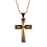 Pandantiv Cruce cu 5 Elemente din aur 14K sau 18K, cu safir, topaz, citrin, rubin și diamante (0.718 ct). Simbol al armoniei și echilibrului.