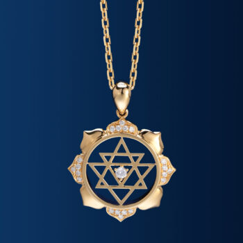 Pandantiv Kulasundari din aur 14K sau 18K, 5.27 g, cu 20+1 diamante G Color, claritate VS/SI1 (~0.157 ct). Simbol al armoniei și frumuseții interioare.