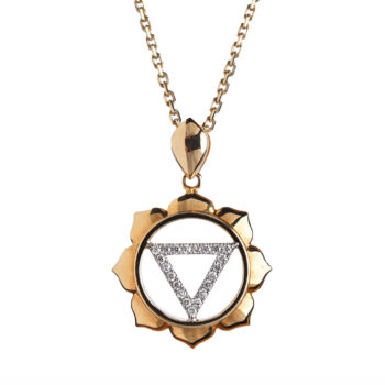 Pandantiv Tara din aur 14K sau 18K galben, 3.30 g, cu 21 diamante naturale G Color, claritate VS/SI1 (0.065 ct). Simbol al compasiunii și protecției.