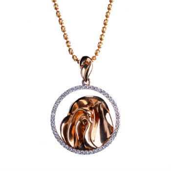 Pandantiv Yoni Power aur alb și roz, 5,22 g, 49 diamante G-VS/SI1 (0,293 ct), 21 mm. Puterea sacră feminină. Bijuterie lux.