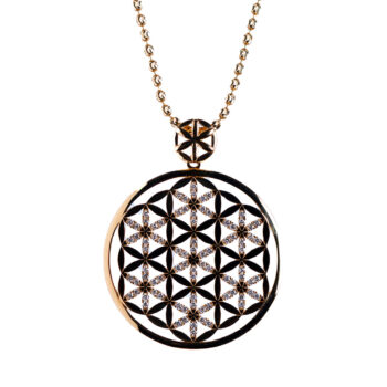 Pandantiv Floarea Vieții din aur 14K sau 18K, 7.89 g, cu 84 diamante naturale G-SI1 (0.418 ct). Bijuterie de lux inspirată de geometria sacră.